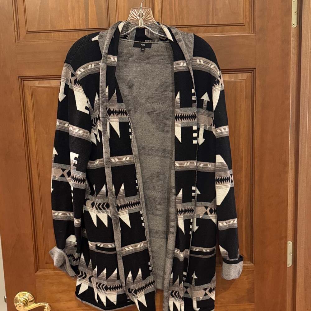 Fate Black and Gray Aztec Cardigan